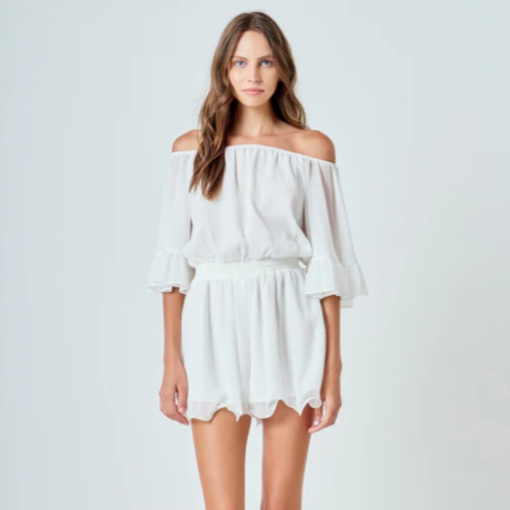 Endless Ross White Ruffled Romper